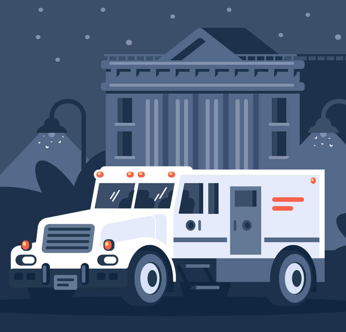 Truck on city background