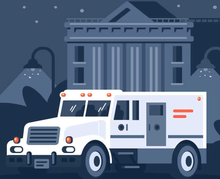 Truck on city background