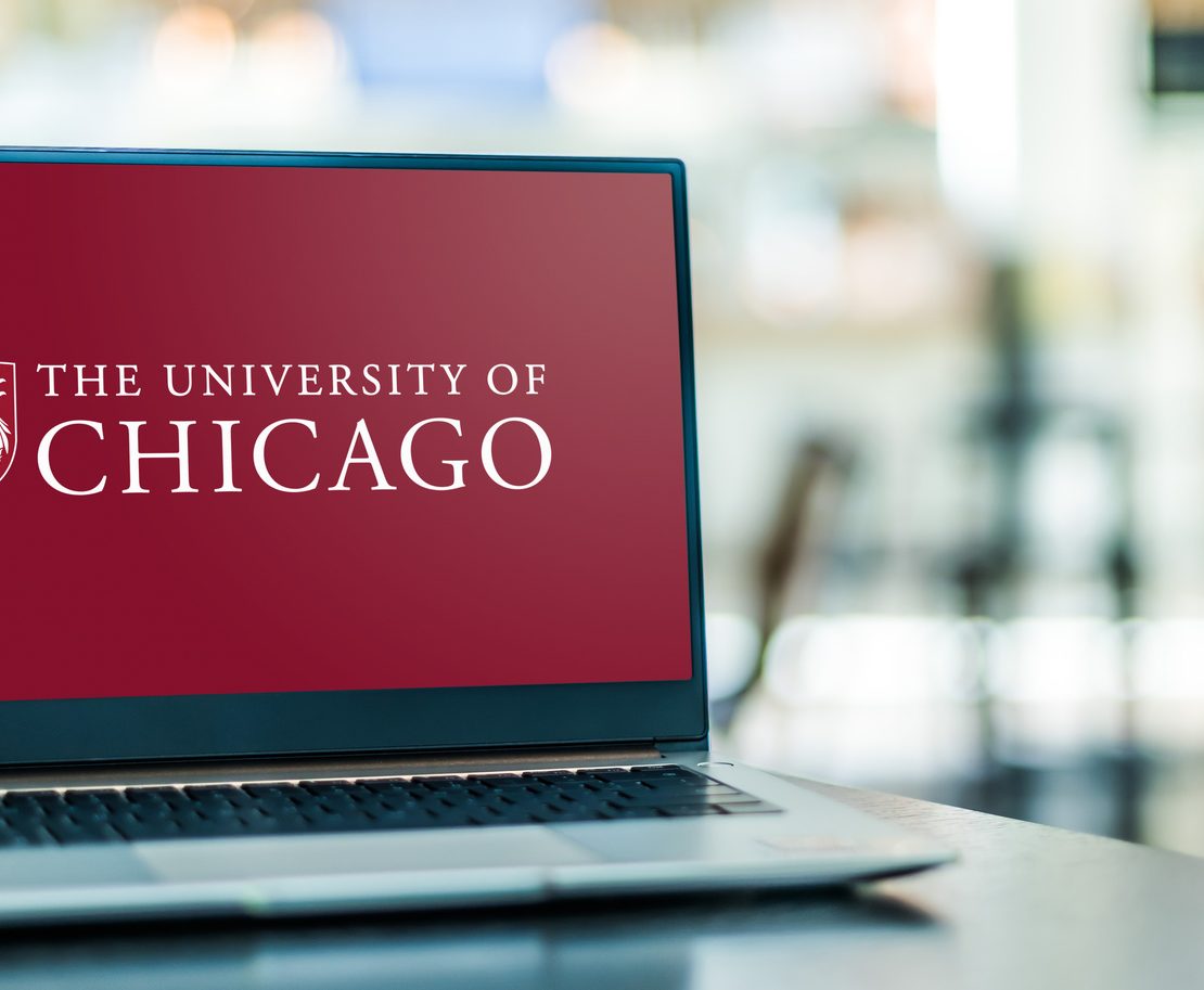 The University of Chicago graphics on a laptop as the college's law school moves to ban laptops from Law classrooms.