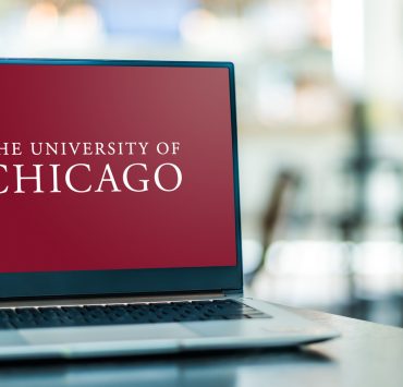 The University of Chicago graphics on a laptop as the college's law school moves to ban laptops from Law classrooms.