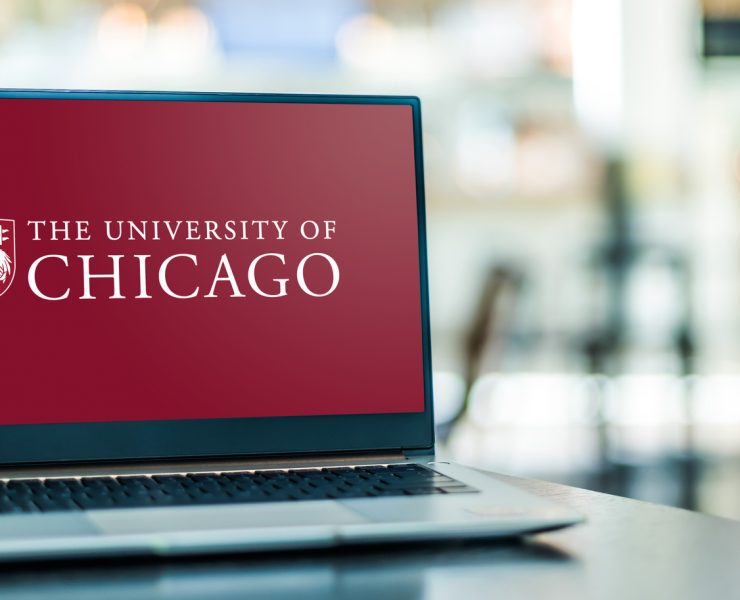 The University of Chicago graphics on a laptop as the college's law school moves to ban laptops from Law classrooms.