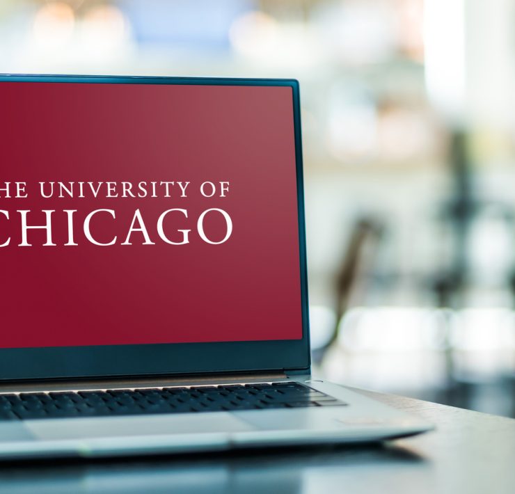 The University of Chicago graphics on a laptop as the college's law school moves to ban laptops from Law classrooms.