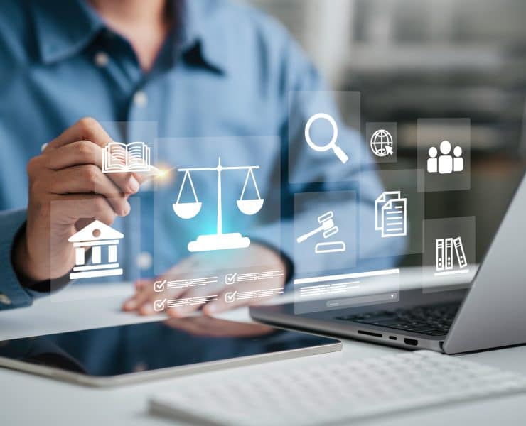 Law firm leaders reviewing an AI strategy for legal services and client delivery