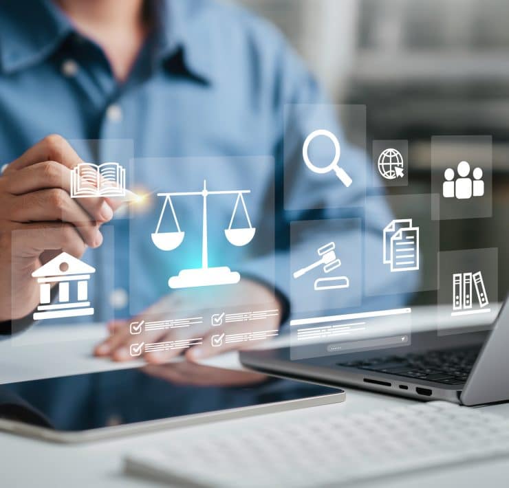 Law firm leaders reviewing an AI strategy for legal services and client delivery