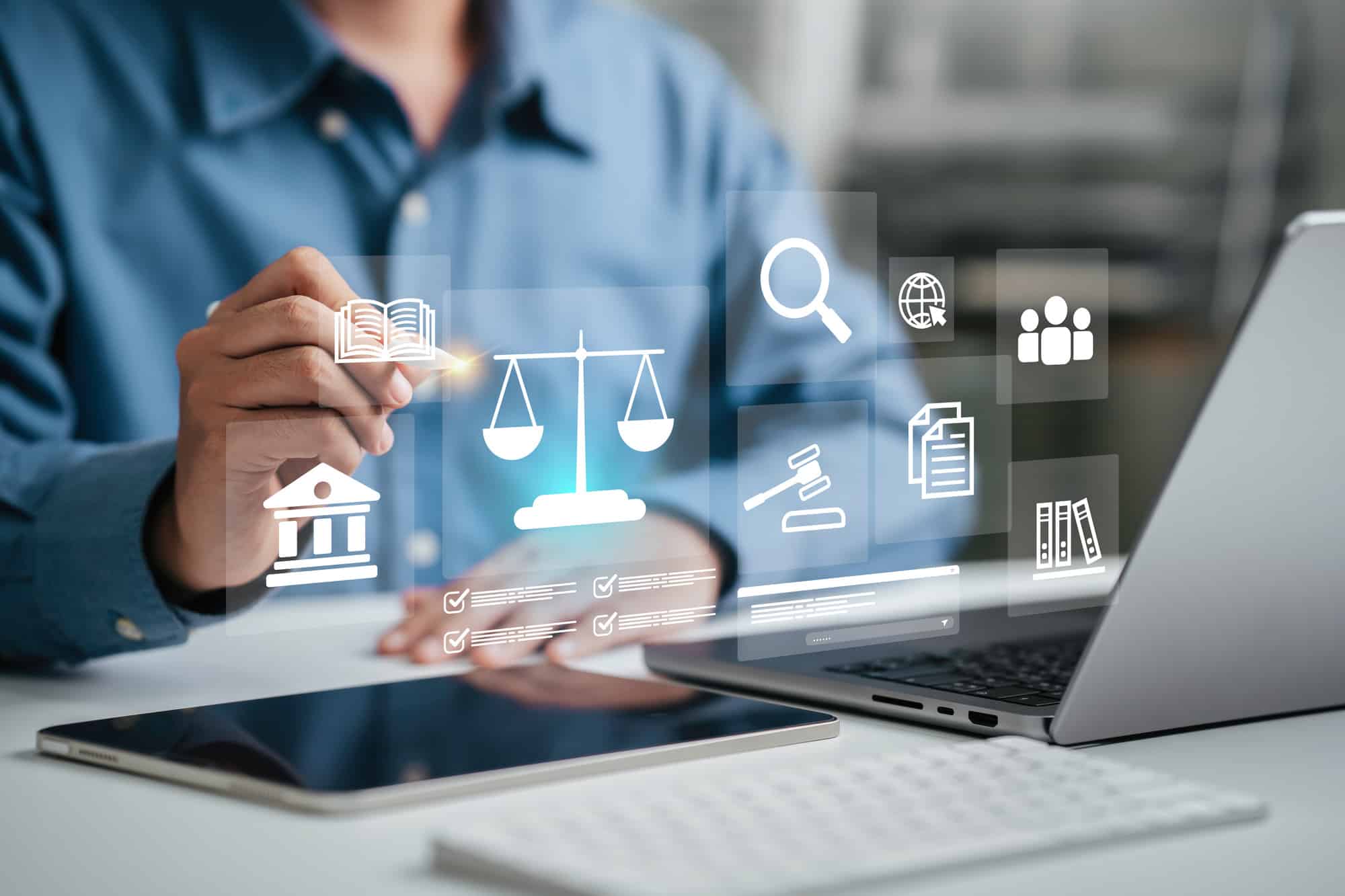 Law firm leaders reviewing an AI strategy for legal services and client delivery