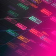 a stylized, futuristic node-based workflow diagram